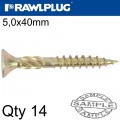 R-TS CHIPBOARD HD SCREW 5.0X40MM X14 PER BAG